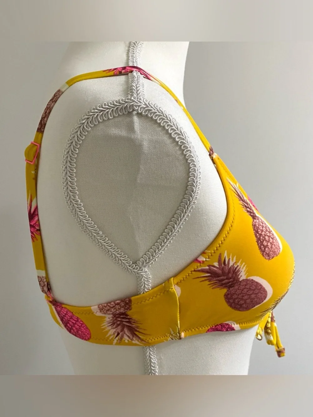 Aerie Womens S Yellow Pineapple Bikini Top Boho Y2K Beach Preppy Swimwear